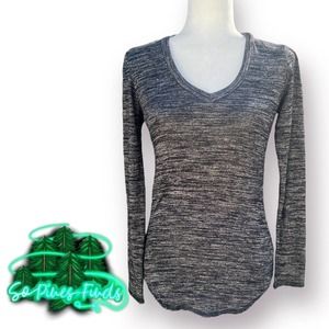 PHILOSOPHY Grey Long Sleeve V-Neck Shirt, Size Small